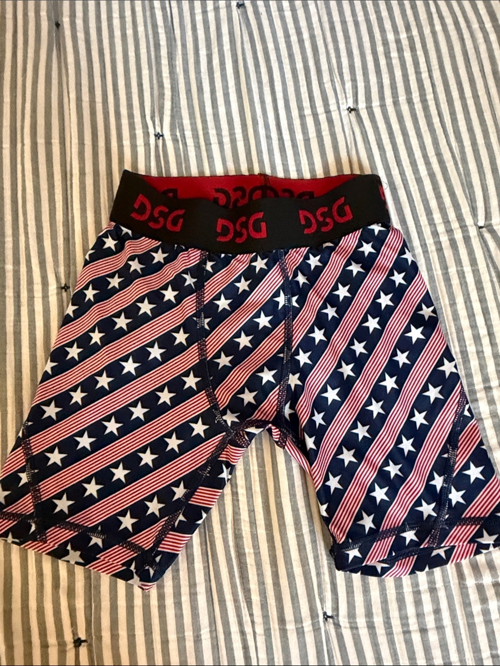 DSG Boys' Patriotic Stars & Stripes Compression Shorts - Red, White, Blue